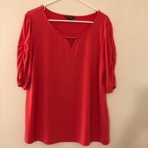 Orange Ruched Sleeve T-Shirt Sz 16-18